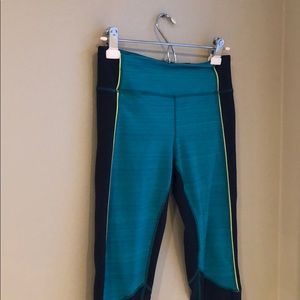 Zella leggings! Navy, teal, and yellow pin stripe